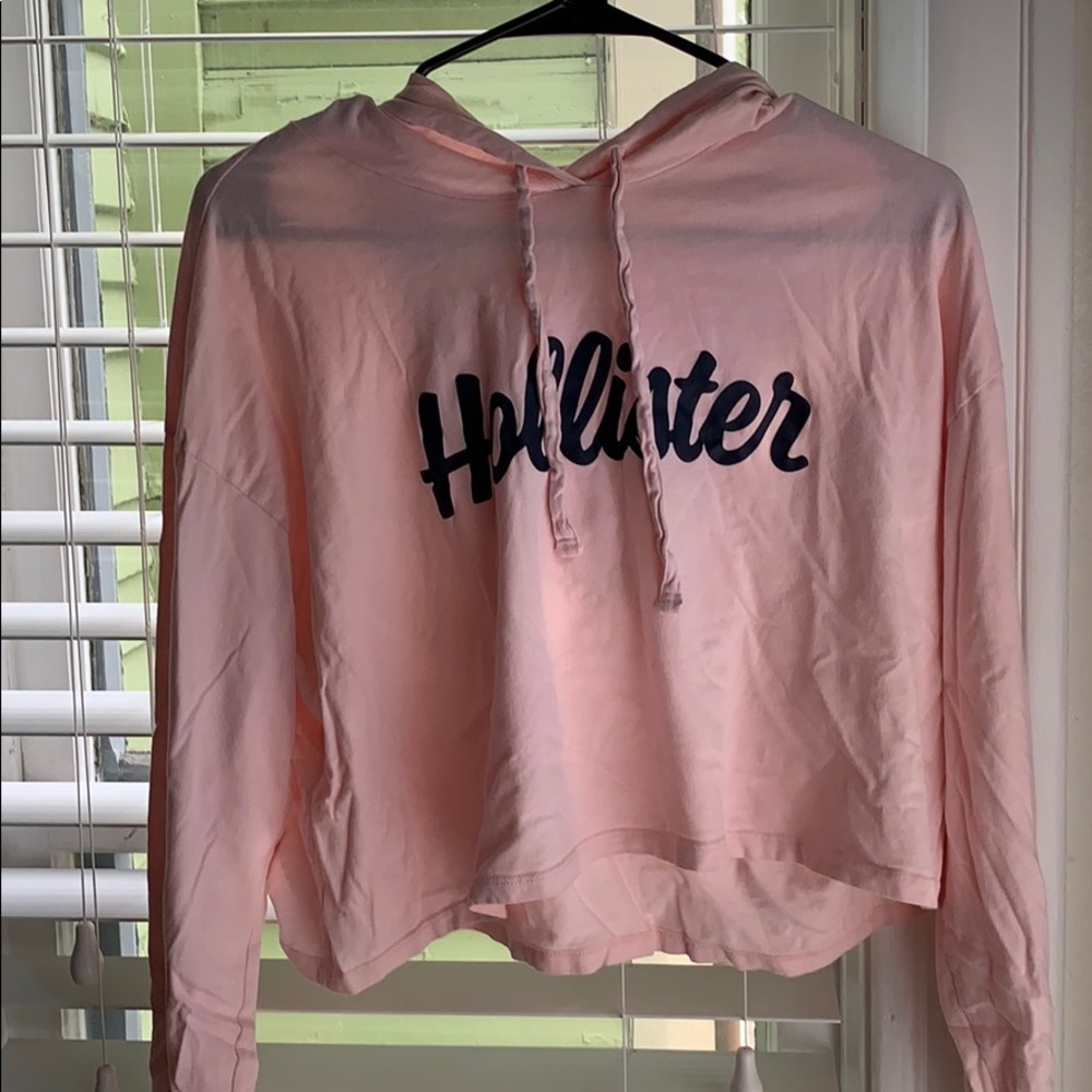 Baby Pink Hollister Cropped Long Sleeve